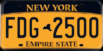NY license plate FDG2500