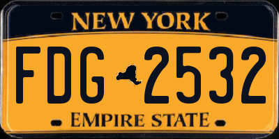 NY license plate FDG2532