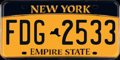 NY license plate FDG2533