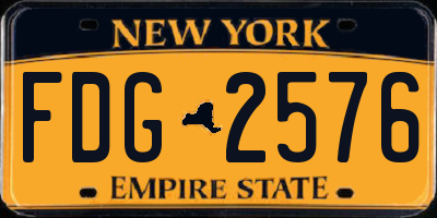 NY license plate FDG2576