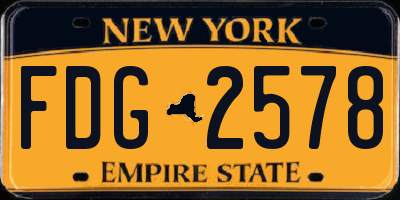 NY license plate FDG2578