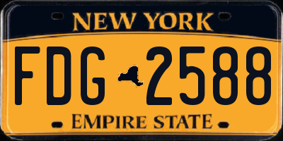 NY license plate FDG2588