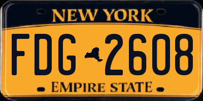 NY license plate FDG2608