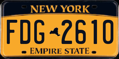 NY license plate FDG2610