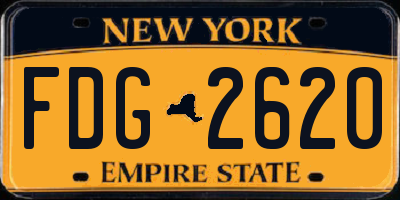 NY license plate FDG2620