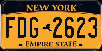 NY license plate FDG2623