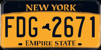 NY license plate FDG2671