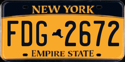 NY license plate FDG2672