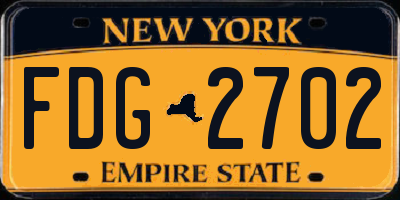 NY license plate FDG2702