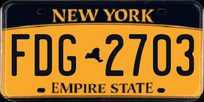 NY license plate FDG2703