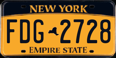 NY license plate FDG2728