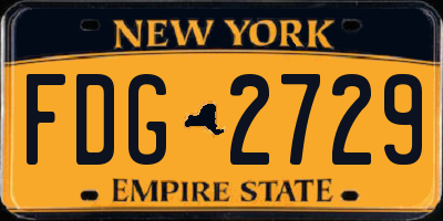 NY license plate FDG2729