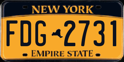 NY license plate FDG2731