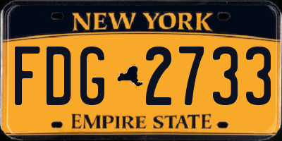 NY license plate FDG2733