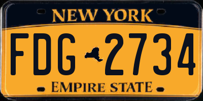 NY license plate FDG2734