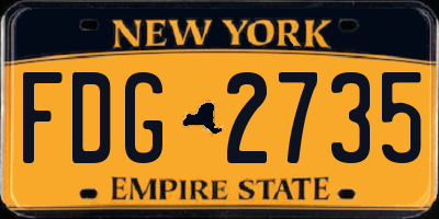 NY license plate FDG2735