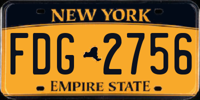 NY license plate FDG2756