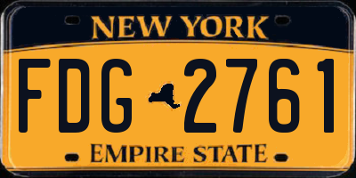 NY license plate FDG2761