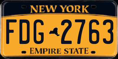 NY license plate FDG2763