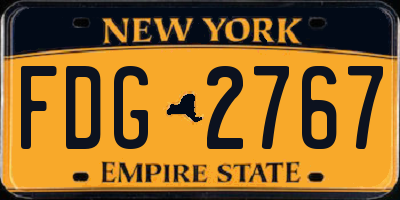 NY license plate FDG2767