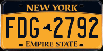 NY license plate FDG2792