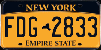NY license plate FDG2833