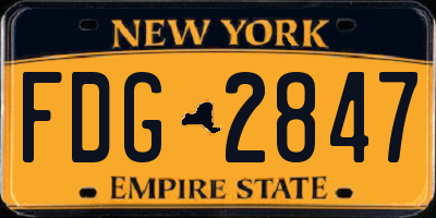 NY license plate FDG2847