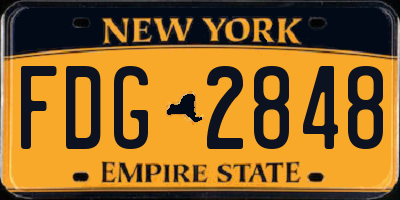 NY license plate FDG2848