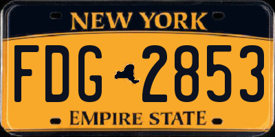 NY license plate FDG2853