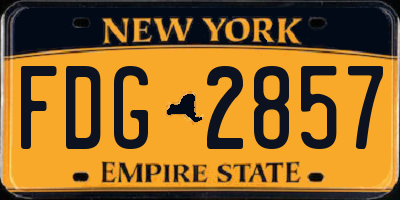NY license plate FDG2857