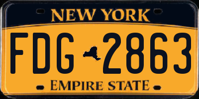 NY license plate FDG2863