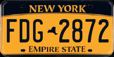 NY license plate FDG2872