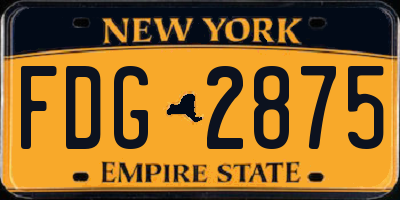 NY license plate FDG2875