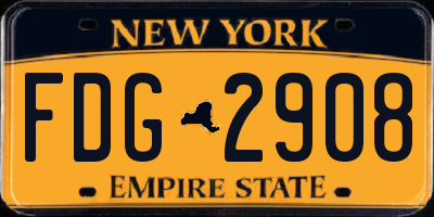 NY license plate FDG2908