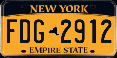 NY license plate FDG2912