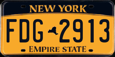 NY license plate FDG2913