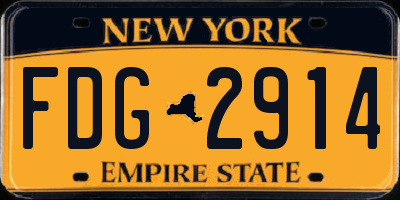 NY license plate FDG2914