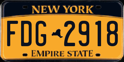 NY license plate FDG2918