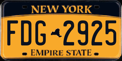 NY license plate FDG2925
