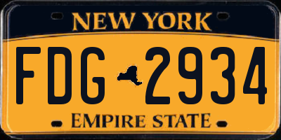 NY license plate FDG2934