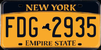 NY license plate FDG2935