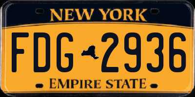 NY license plate FDG2936