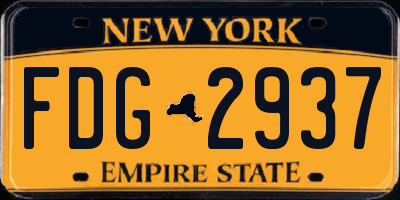 NY license plate FDG2937