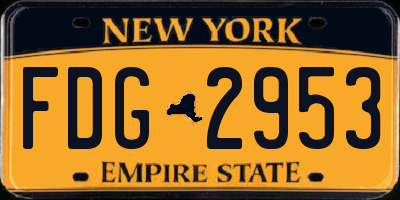 NY license plate FDG2953