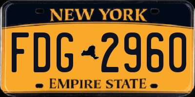 NY license plate FDG2960