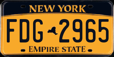 NY license plate FDG2965