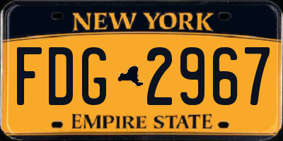 NY license plate FDG2967