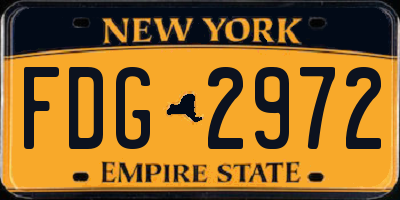 NY license plate FDG2972