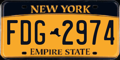 NY license plate FDG2974