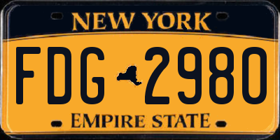 NY license plate FDG2980